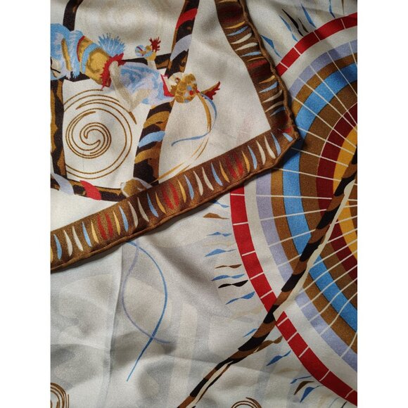 Pineda Covalin Silk Scarf Rolled Edge, Mexican Indigenous Acrobat Art to Wear - Picture 5 of 6